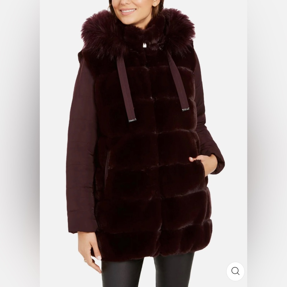 Via Spiga Faux Fur Puffer Coat